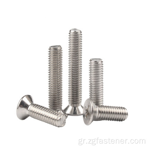 Phillips Flat Head Machine Screw Prostless Steel Cross Crossed Bolt